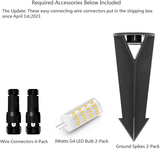 Cast Aluminum Low Voltage Landscape Lighting Pathway Lights Included Ground Spike,Wire Connectors Free Replaceable 3 Watts G4 LED Bulb Warm White 2-Pack by Outdoor Solar Outlet