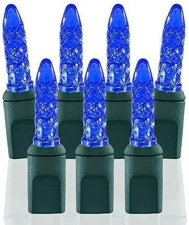 Pro Christmas M5 LED Holiday Lights - 70 Bulbs, 23.3ft - Professional Grade Indoor Outdoor Diamond Cut Sparkle Light Strings for Home Decorations and Christmas Trees - Blue by GreenHaven Gardens