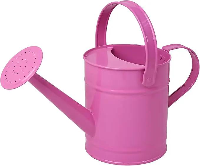 Finderomend 1.5 Liter Metal Watering Can,Iron Art for Kids Children Garden Watering Bucket Indoor Outdoor Home Office Gardening Plant Sprinkling Can (Pink) by GreenHaven Gardens