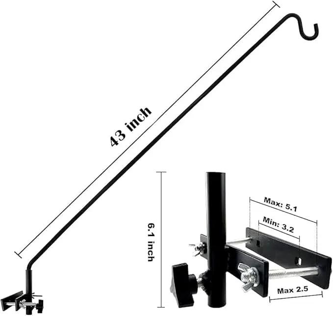 MIXXIDEA Extended Fence Deck Hook Rail Hook Heavy Duty Bird Feeder Hook, 360 Degree Rotary and Length Adjustable Plant Bracket for Bird Feeders, Planters, Suet Baskets, Lanterns, Wind Chimes and More by GreenHaven Gardens