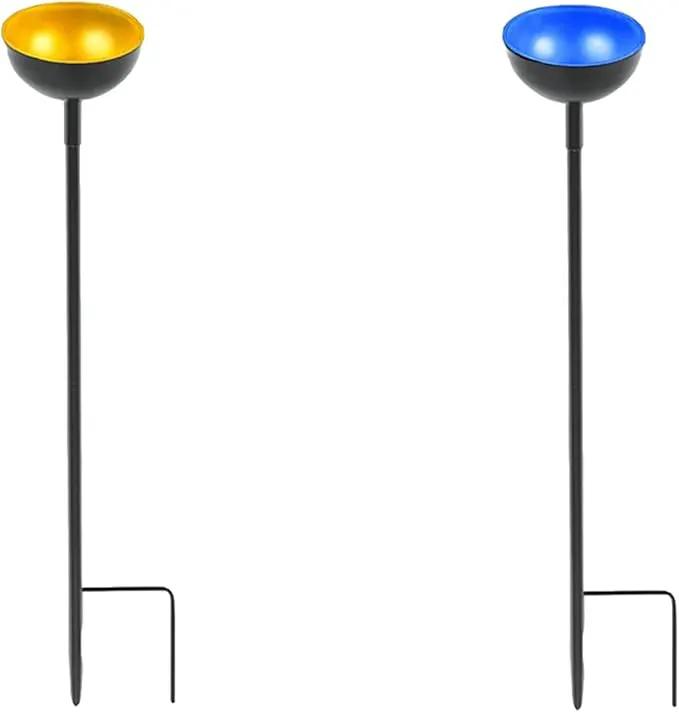 HLMOptimo 2 Packs/4 Packs Bee Watering Stations, Bee Cups for Garden, Bee Butterfly Water Station Bee Waterer, Metal Garden Stakes for Outdoor Garden Courtyard Decor (Yellow and Blue) by GreenHaven Gardens