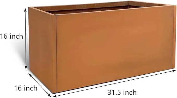 Corten Steel Planter Box Rectangular Planters Large Outdoor Planter Metal Planter Box for Tall Plant Trough Rustic Patina for Garden Yard Commercial Residential Farm 16 in x 31.5 in x 16 in by GreenHaven Gardens