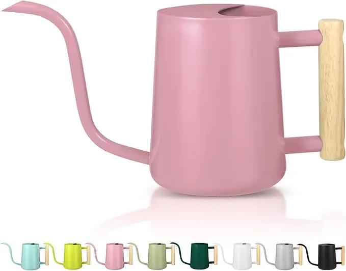 Watering Can Indoor Plants, 35oz Small Watering Can Indoor Stainless Steel Metal Watering Can Modern Decorative Watering Pot with Long Spout for Indoor House Plant Bonsai Garden Flowers (Pink) by GreenHaven Gardens