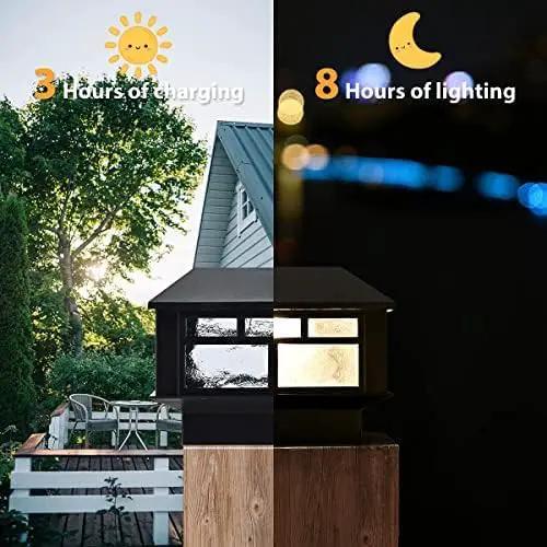 Solar Post Cap Lights Fit 3.5x3.5 4x4 5x5 Wood Posts Black Fence Post Light Solar Powered 12 Packs by GreenHaven Gardens