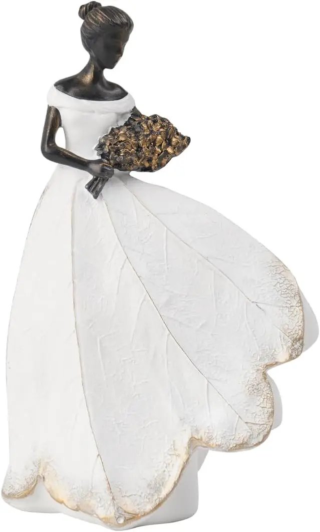 Guichifun Fairy Statue Collection Home Decoration - White Leaf Angel Girls Resin Home Decor for Outside or Inside Rustic Garden Grave Decorations for Cemetery Figurines Gift 5 x 3 x 7.5 Inch by GreenHaven Gardens