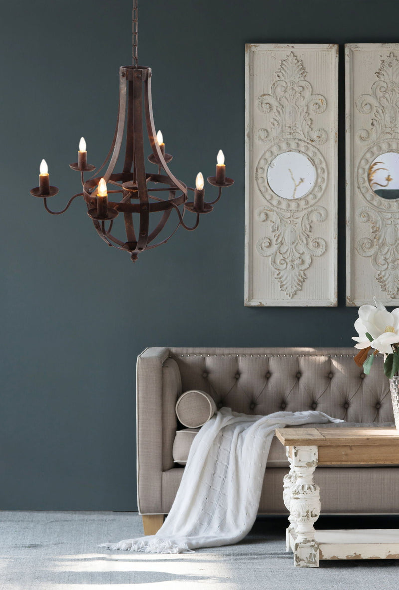 6 Light Metal Chandelier - Black, photo 2 of 11