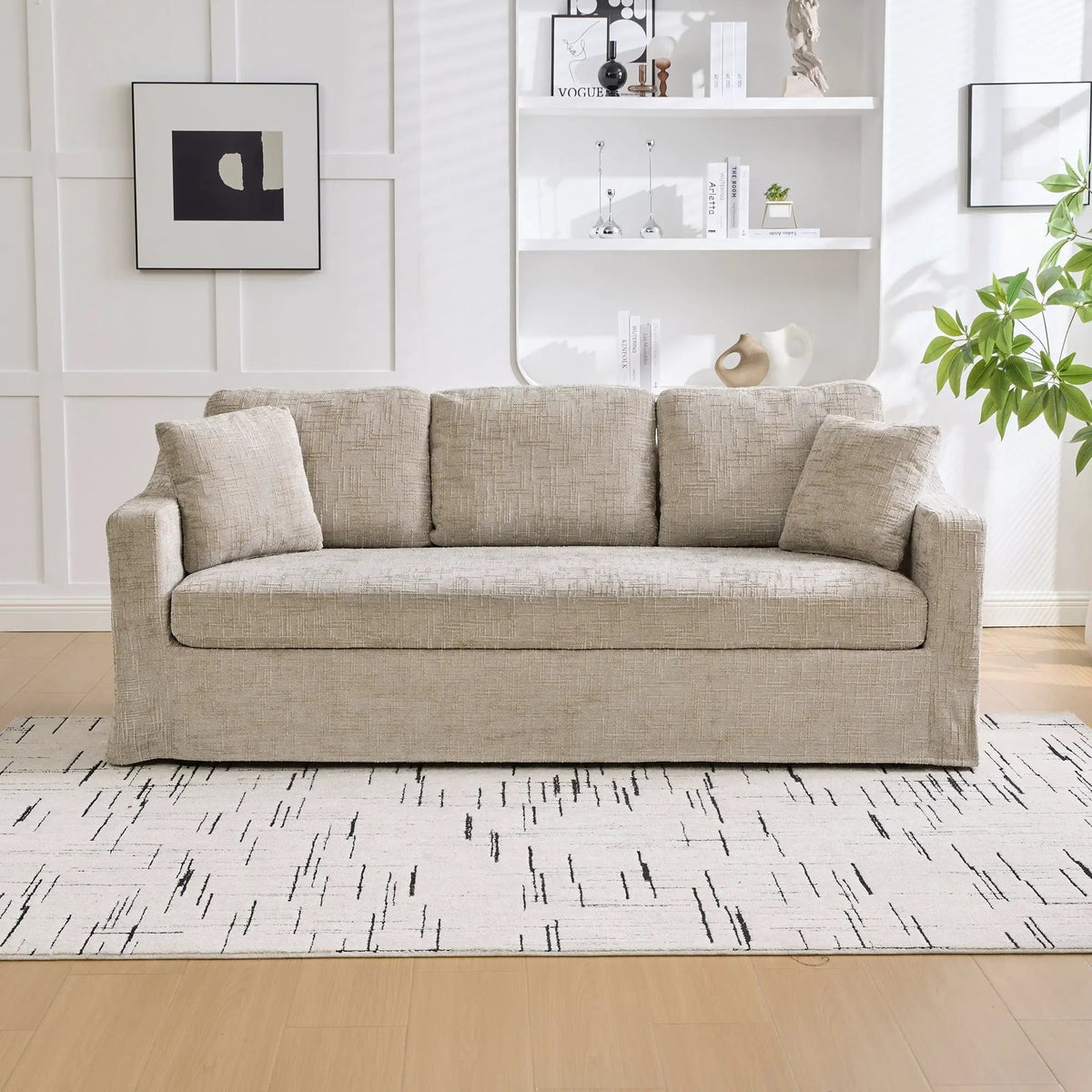 83.86" Wide Modern Casual Sofa in Wheat by HouseOfZazla
