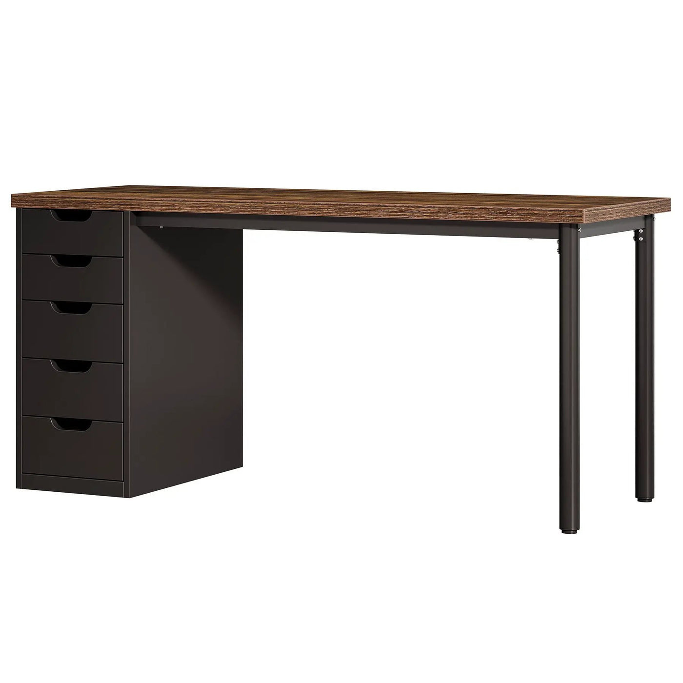 Computer Desk With 5 Drawers, Reversible Cabinet Design by HouseOfZazla
