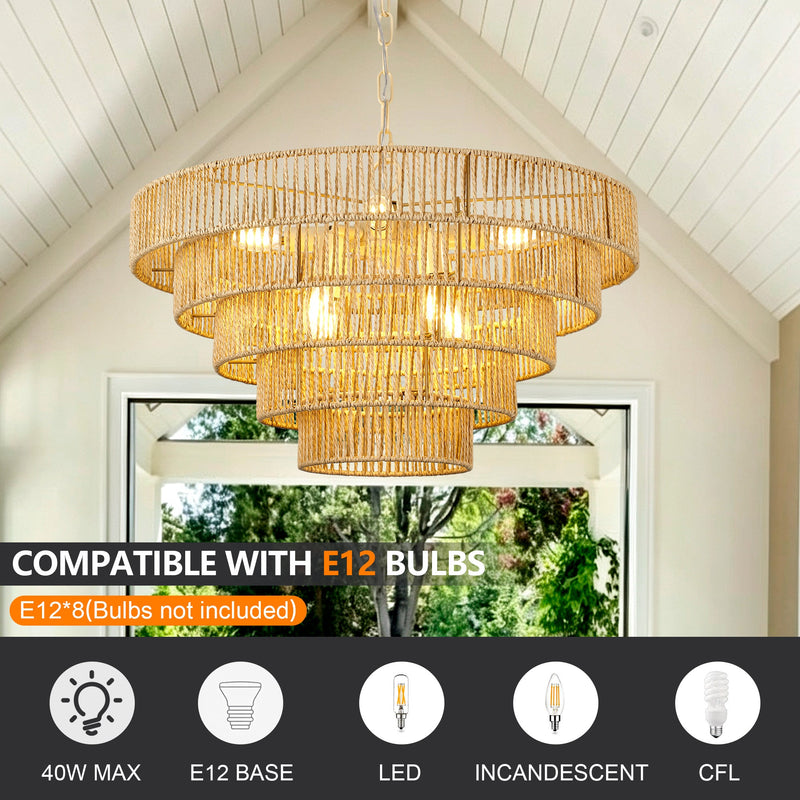 5-Tier Living Room Chandelier with Glass Lampshade - Off-White, photo 3 of 5