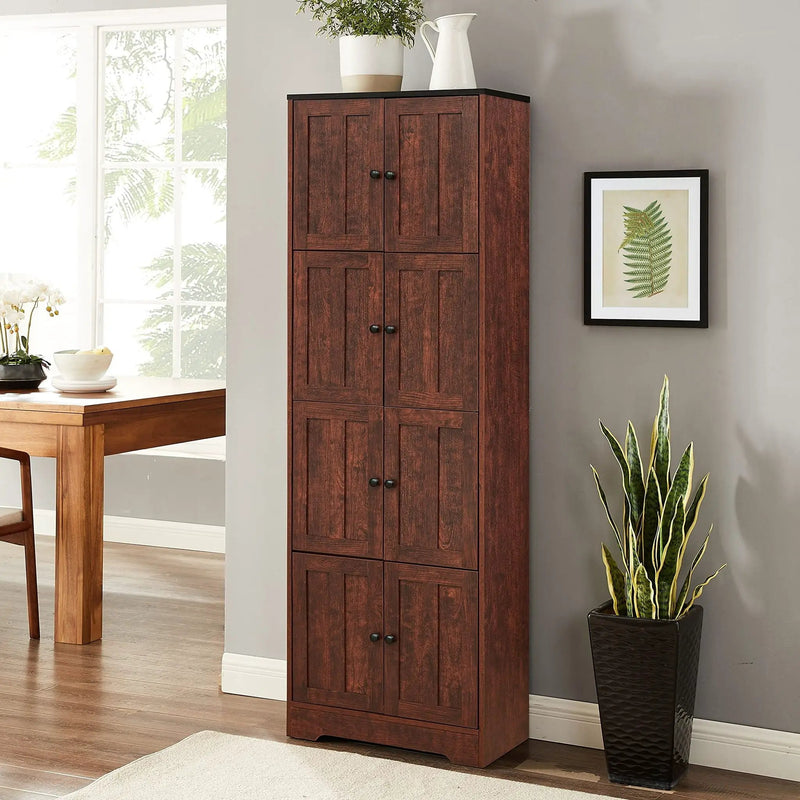 Tall Storage Cabinet With 8 Doors And 4 Shelves, Wall Storage Cabinet For Living Room, Kitchen, Office, Bedroom, Bathroom by Unique Piece Furniture
