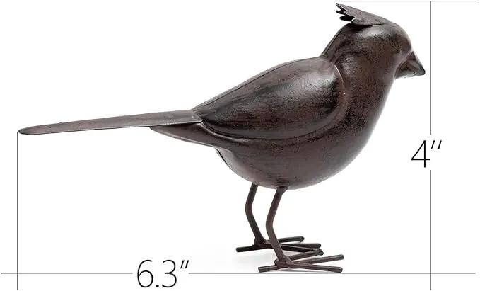 Decorative Small Nostalgia Style Cute Bird Art Iron Sculpture Figurine Home & Office & Garden Decoration, Rust/Brown (Cardinal Bird) by GreenHaven Gardens