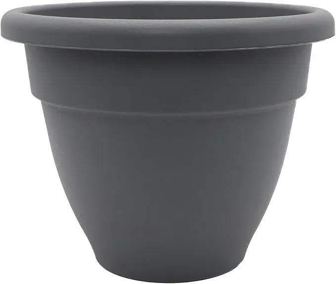 The HC Companies 14 Inch Caribbean Planter - Lightweight Indoor Outdoor Plastic Plant Pot for Herbs and Flowers, Warm Gray by GreenHaven Gardens