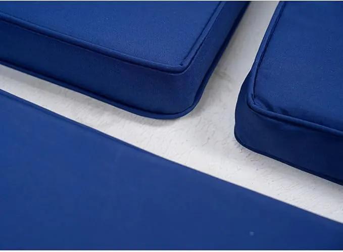 3-Pack Outdoor Patio Furniture Replacement Cushions Set–High-Elastic Sponge Cushions Fit 4-Piece Wicker Rattan Sofa, Loveseat & Chairs, 36x18x2 & 18x18x2, Waterproof, Fade-Resistant (Navy blue) by GreenHaven Gardens