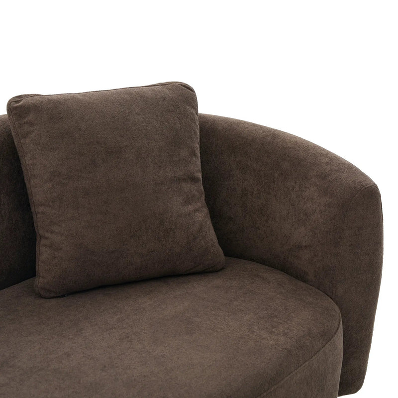 81 In. Curved Velvet Sofa With Wooden Base by HouseOfZazla