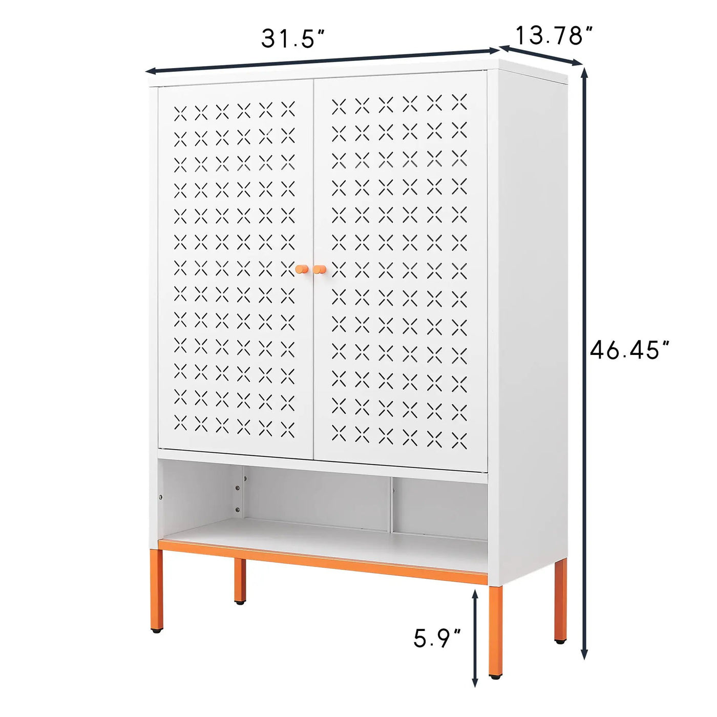 Grid Double Door Shoe Cabinet With Adjustable Compartments and Moisture-Proof Design by HouseOfZazla