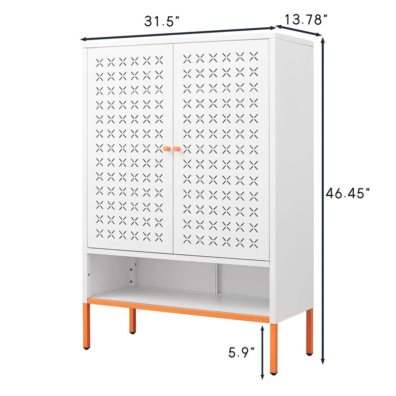 Grid Double Door Shoe Cabinet With Adjustable Compartments and Moisture-Proof Design by HouseOfZazla