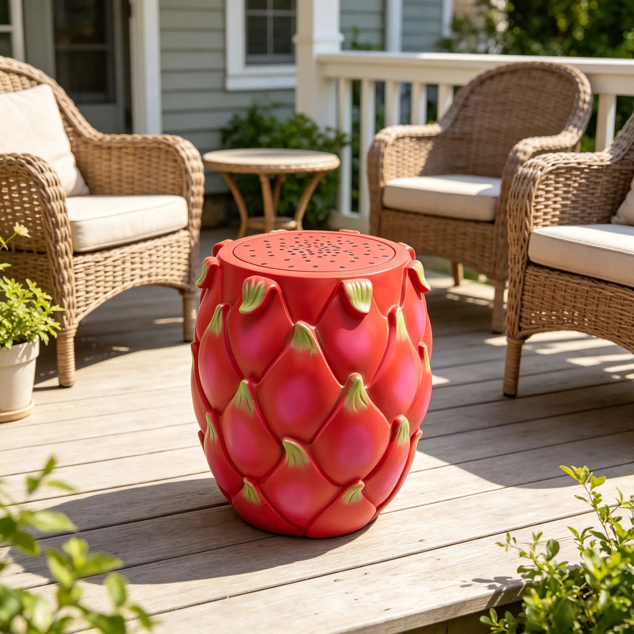13.4" Oversized Resin Dragon Fruit Stool by HouseOfZazla