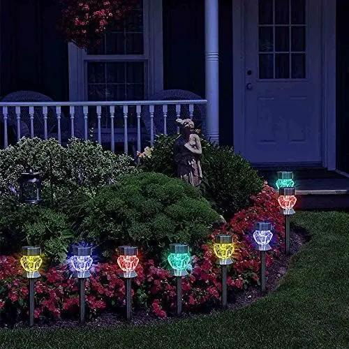 Solar Pathway Lights Outdoor, 6 Pack Solar Garden Lights, Color Changing LED Landscape Stake Outdoor Solar Lights for Walkway, Pathway by GreenHaven Gardens