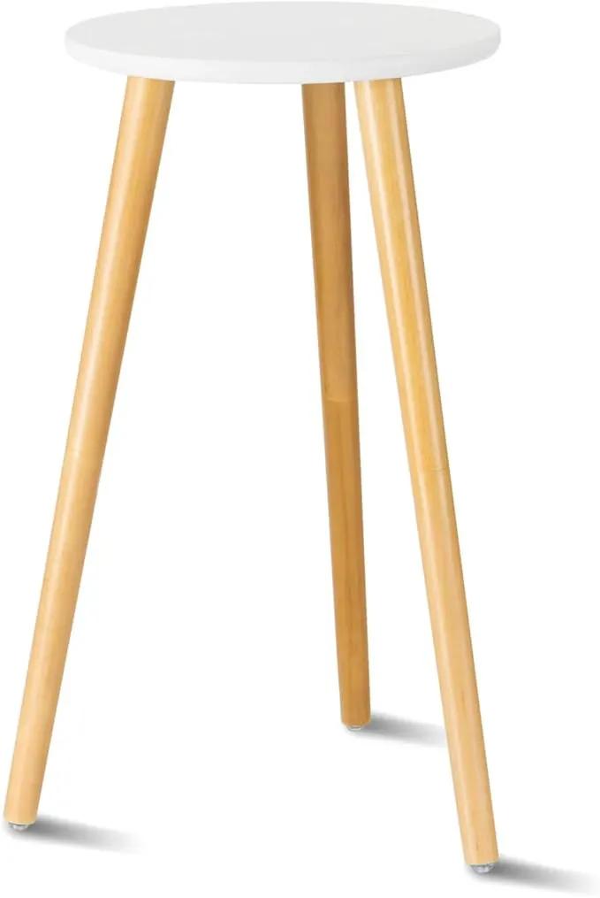 Uneedem Indoor Plant Stand - Mid Century Wooden Plant Table, Tall Holder for Flower Pots, Small Round End Table (A3-White, High: 20.5") by GreenHaven Gardens