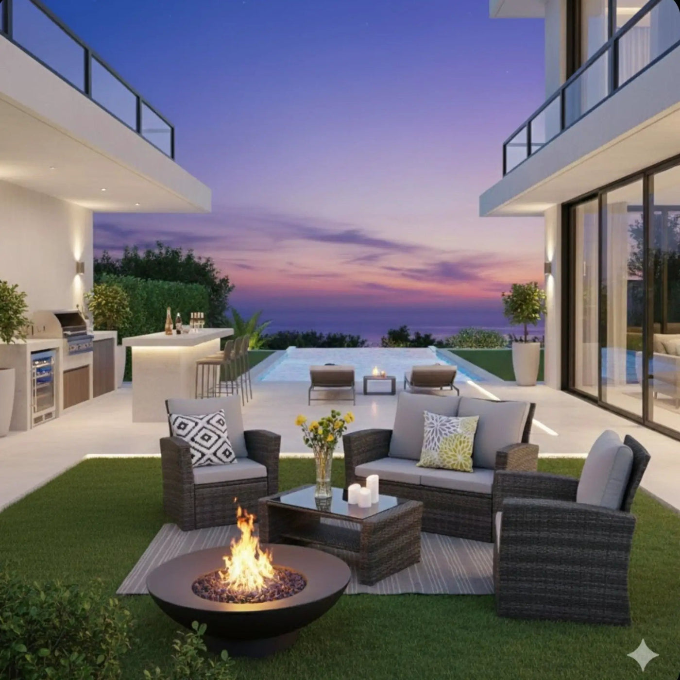 Modern Patio Set With Table And Cushions by HouseOfZazla