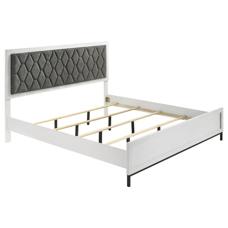 Sonora Eastern King Upholstered Panel Bed White by Unique Piece Furniture