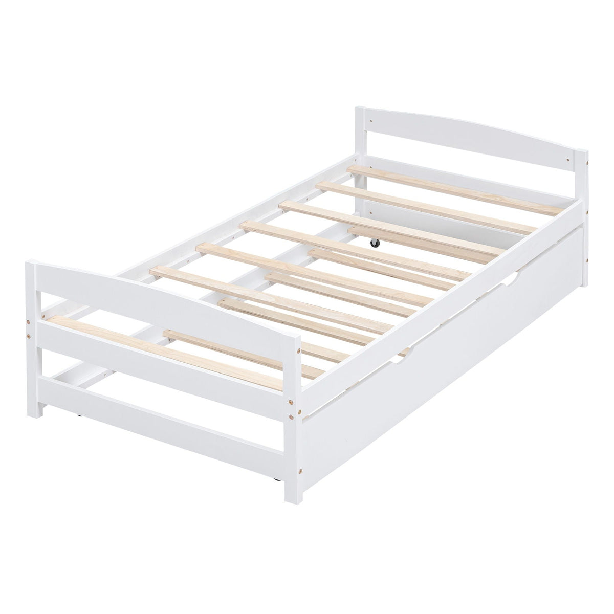 Twin Size Platform Bed with Trundle - Solid Wood Frame - Dark Gray or White, photo 10 of 22
