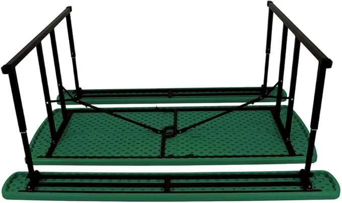 OEF Furnishings Heavy Duty Blow Molded Folding Picnic Table - Green, Black Frame by GreenHaven Gardens