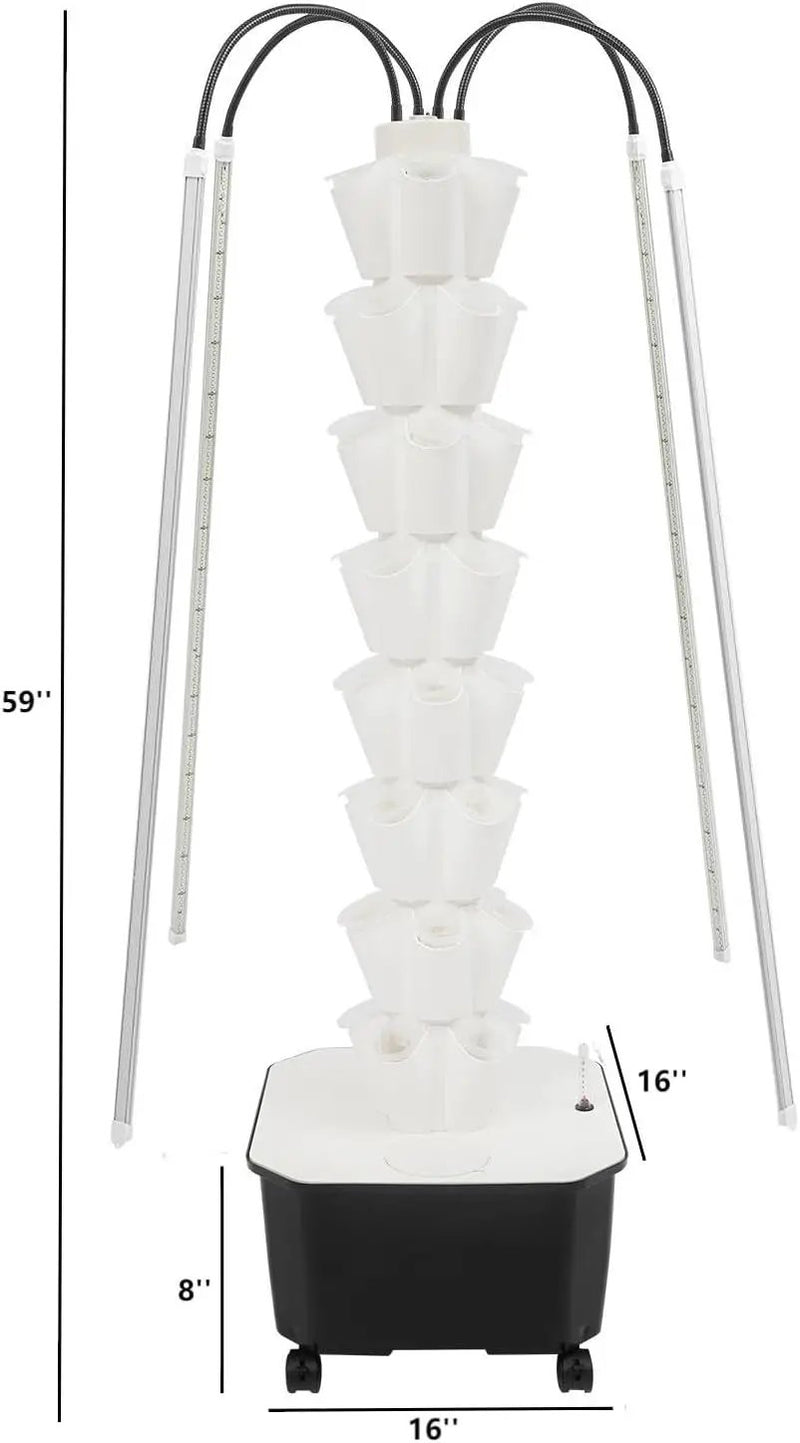 Hydroponic Growing Tower System Kit, 40-Plant Vertical Hydroponics Garden Tower with LED Grow Light, for Outdoor Indoor Herbs Fruits Vegetables Smart Garden Planter Kit by GreenHaven Gardens