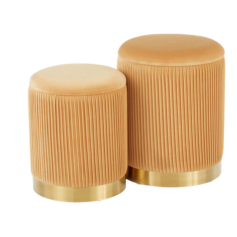 Marla - Contemporary Nesting Pleated Ottoman Set by Unique Piece Furniture