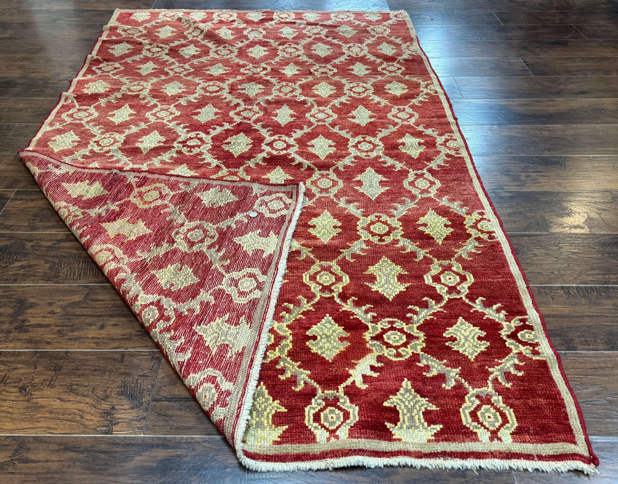 Modern Turkish Oushak Rug 5x8, Brick Red by Jewel Rugs