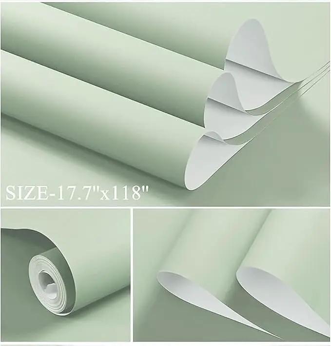 Dimoon 236''x17.7'' Green Peel and Stick Wallpaper Contact Paper Modern Self Adhesive Wall Paper Removable Renter Friendly Textured Solid Color Shelf Cabinet Vinyl Roll (236''x17.7'',Light Green) by GreenHaven Gardens