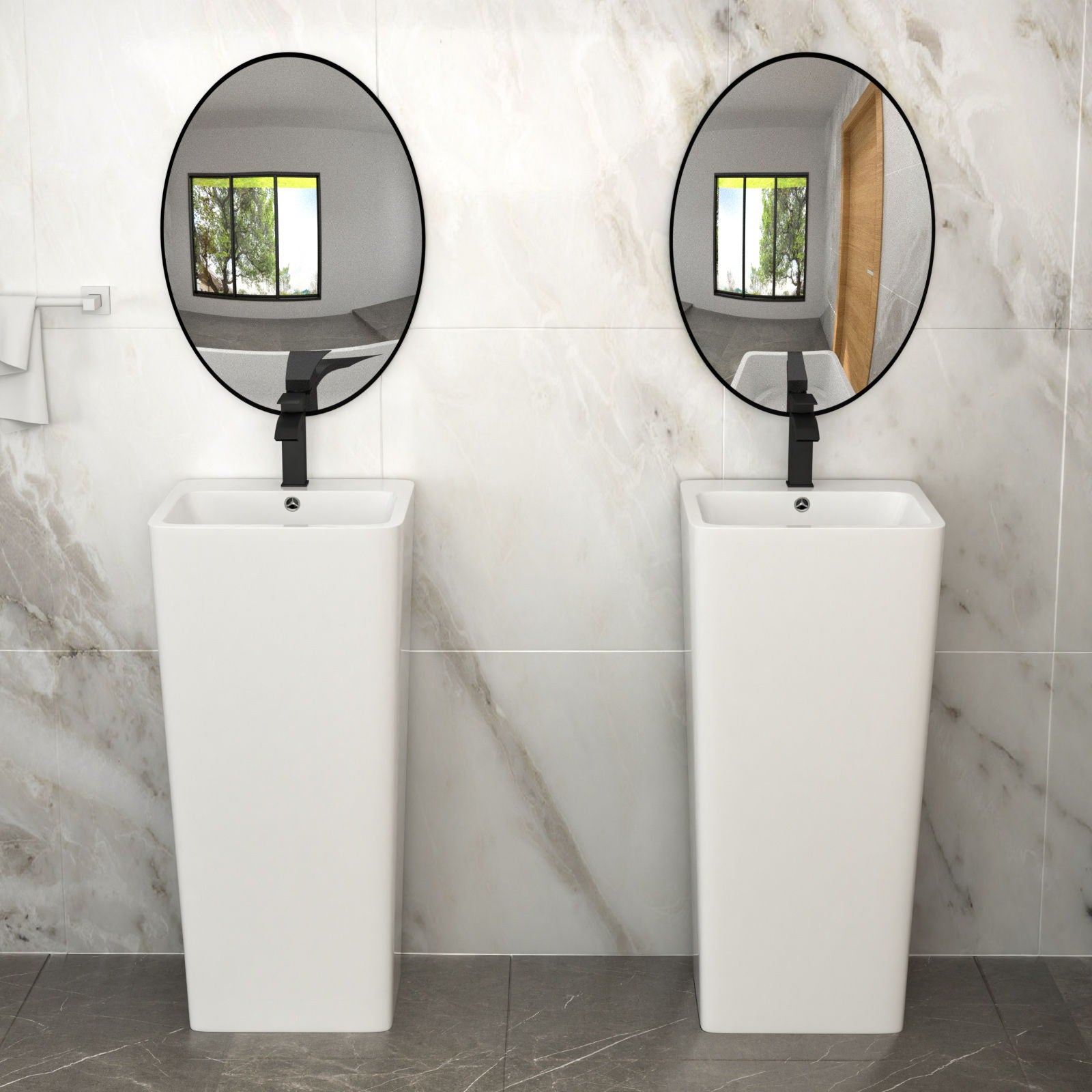 Pedestal Sink 16" For Powder Rooms - White by HouseOfZazla