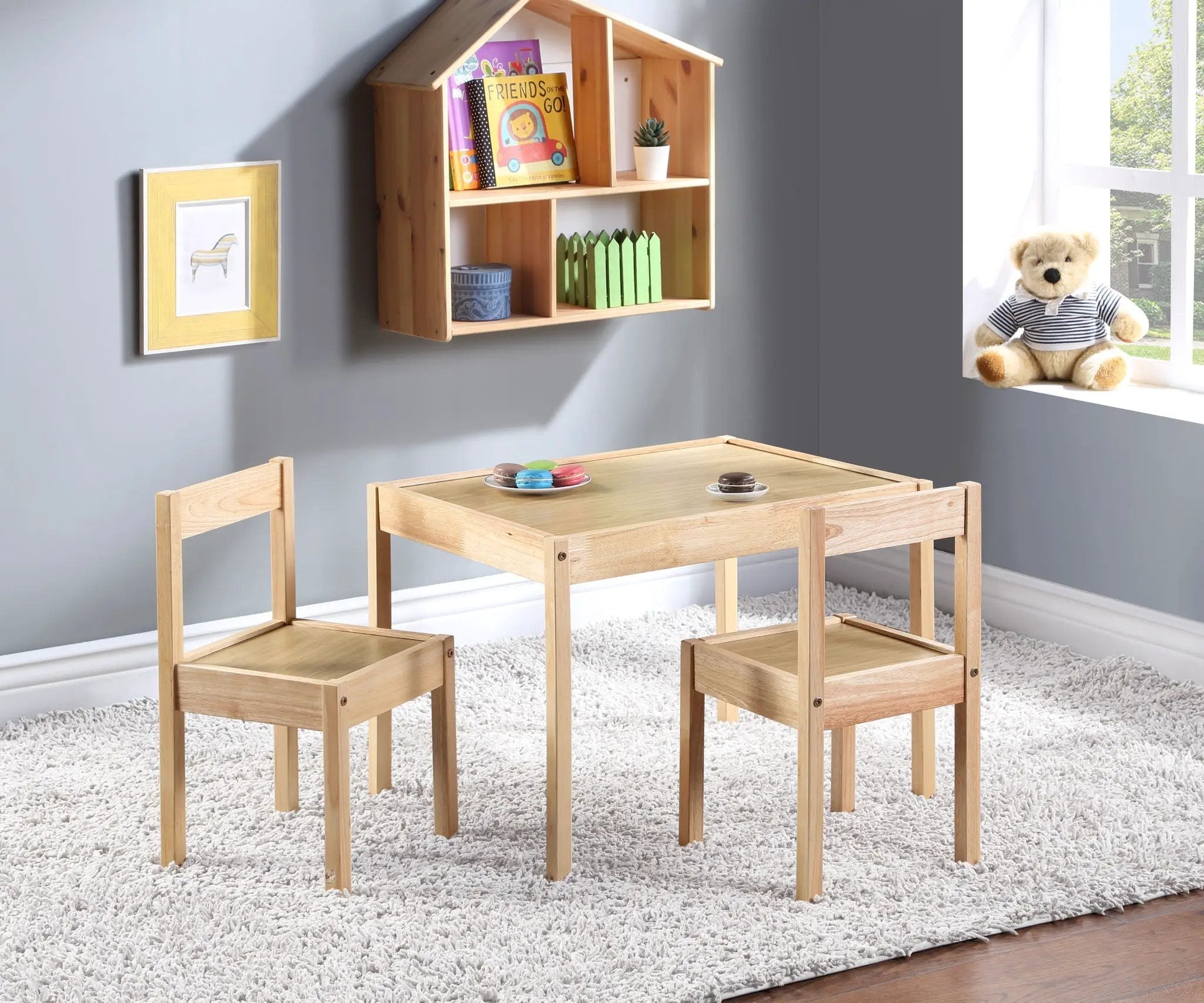 Della - 3 Piece Solid Wood Kids Table & Two Chair Set - Natural by Unique Piece Furniture