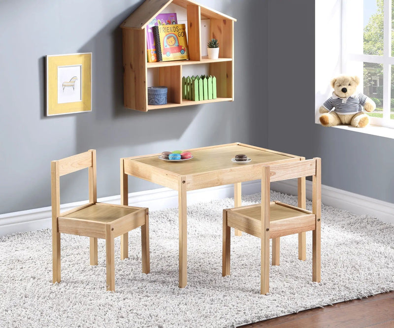 Della - 3 Piece Solid Wood Kids Table & Two Chair Set - Natural by Unique Piece Furniture