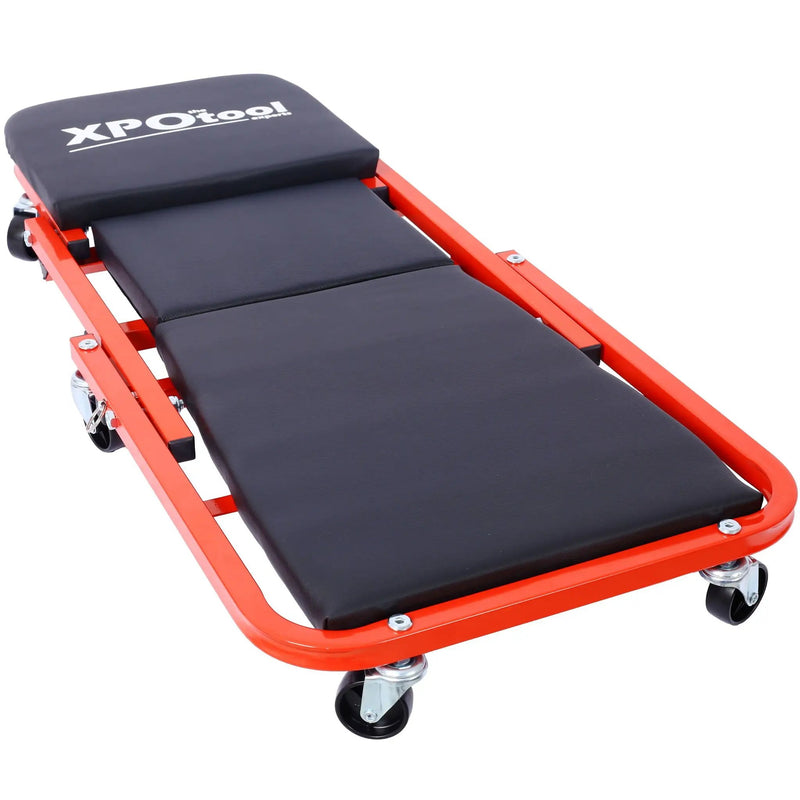 Mechanic Creeper, Z Creeper Seat 2 In 1 Low Profile With 6 Wheels Steel Vinyl - Red by HouseOfZazla