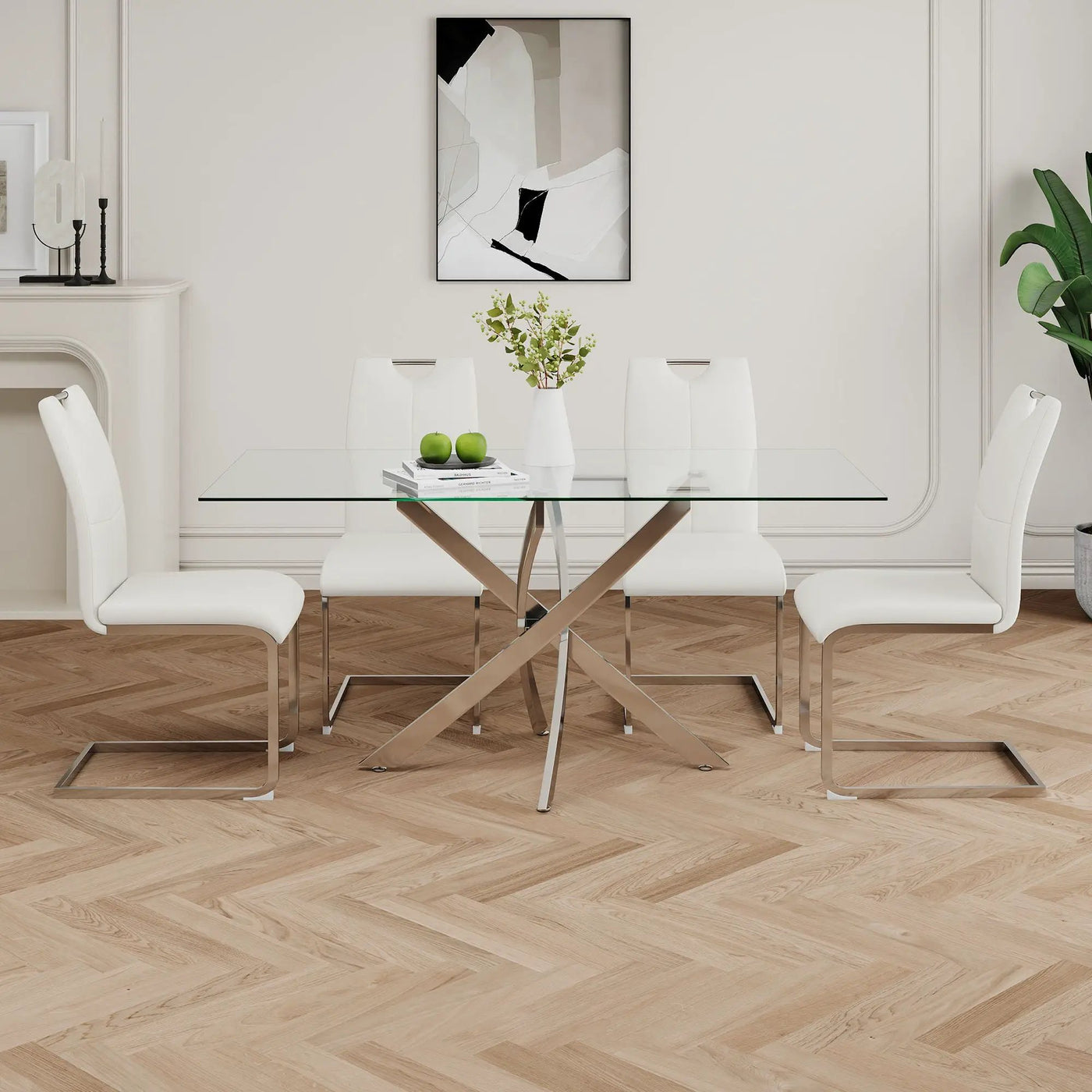 Modern Dining Chairs With Padded Seat And Metal Legs by HouseOfZazla