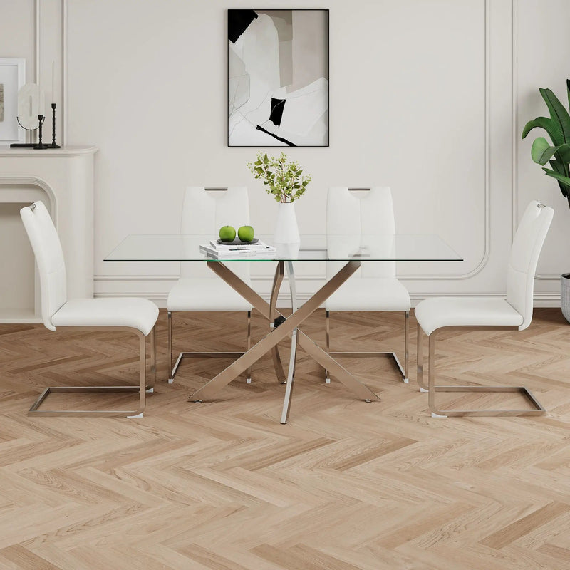 Modern Dining Chairs With Padded Seat And Metal Legs by HouseOfZazla