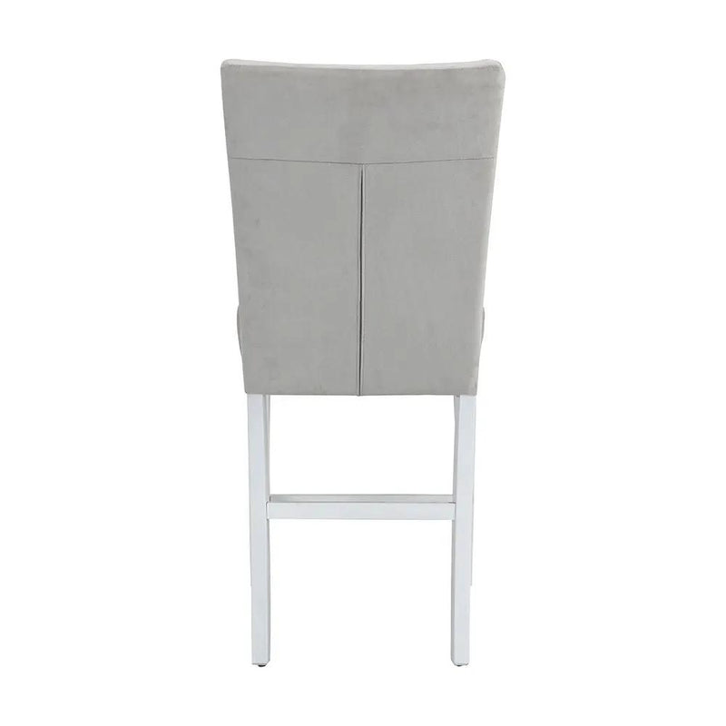 Elizaveta - Counter Height Chair (Set of 2) - Gray Velvet &White High Gloss by Unique Piece Furniture