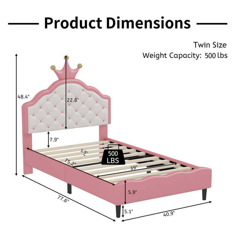 Lovely Crown Fantasy Princess Bed With Tufted Headboard by HouseOfZazla