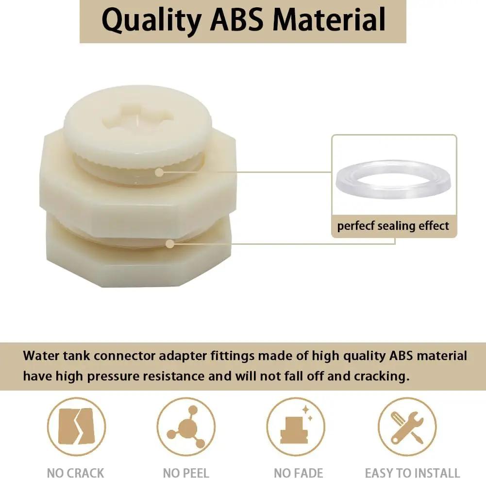 1" Female ABS Bulkhead Fitting, Plastic Water Tank Connector Adapter Fitting with Plugs for Outdoor rain Barrel Garden Hose Adapter Spigot kit Water Tank Gallon Drain Bucket(Set of 4) by GreenHaven Gardens