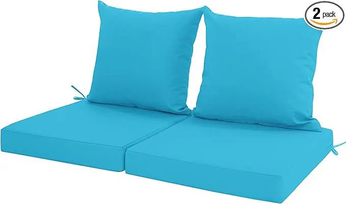 Outdoor Cushions for Patio Furniture, Waterproof Outdoor Chair Cushion w/Fade-Resistant, Removable & Machine-Washable Cover, 22x22 Inch, Deep Seat Sofa/Couch Pad Replacement – Set of 2, Teal by GreenHaven Gardens