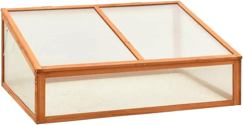 Solid Firwood Garden Portable Wooden Greenhouse, Raised Flower Planter with Open Bottom, Mini Greenhouse Cabinet for Outdoor Indoor Use 39.4"x25.6"x15.7"/Brown by GreenHaven Gardens