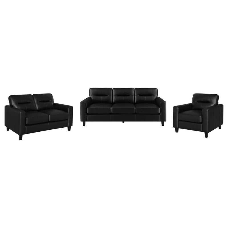Scotland 3-piece Faux Leather Upholstered Sofa Set Black by Unique Piece Furniture