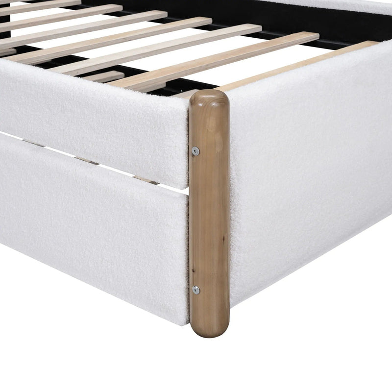 Upholstered Platform Bed With Wood Supporting Feet And Trundle by HouseOfZazla