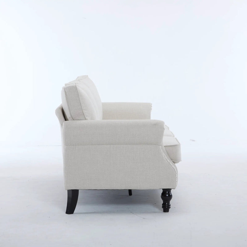 83 Inch Faux Leather Rolled Arm Sofa with Nailhead Trim by HouseOfZazla