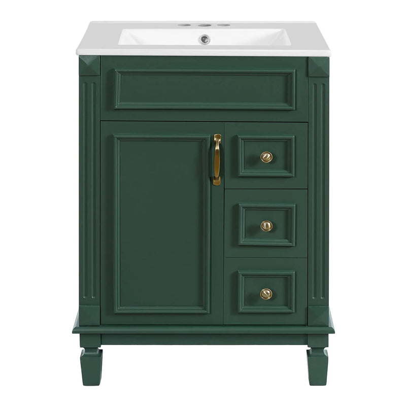 Bathroom Vanity With Sink, Compact Cabinet & 2 Drawers And Adjustable Shelf by Unique Piece Furniture