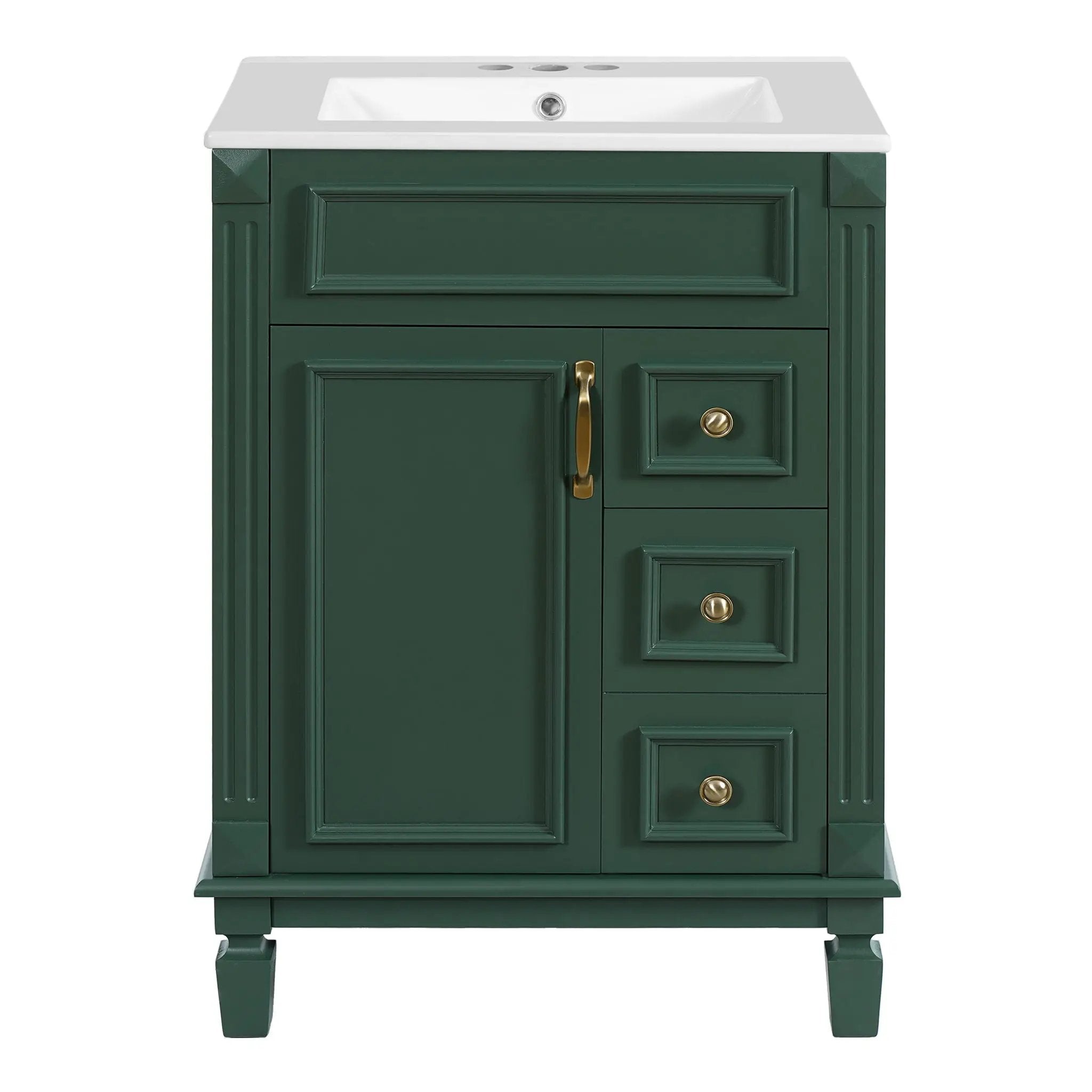 Bathroom Vanity With Sink, Compact Cabinet & 2 Drawers And Adjustable Shelf by Unique Piece Furniture