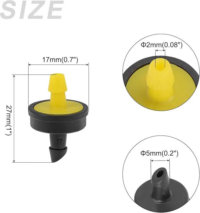 METALLIXITY Pressure Compensating Dripper, (5 Gallon Per Hour) 50Pcs, Plastic Irrigation Drip Emitters - for Watering Garden Lawn Plants, Yellow by GreenHaven Gardens