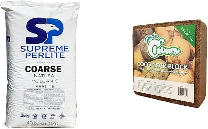 Supreme Horticulture Coarse Grade Perlite and Hydro Crunch Coco Coir Growing Media by GreenHaven Gardens