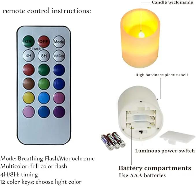 Green Leaves Flameless Candles Battery Operated Candles Set of 4 with 18-Key Remote Control Timer Dancing Flame Pillar Candles for Home Beach Hotel by GreenHaven Gardens